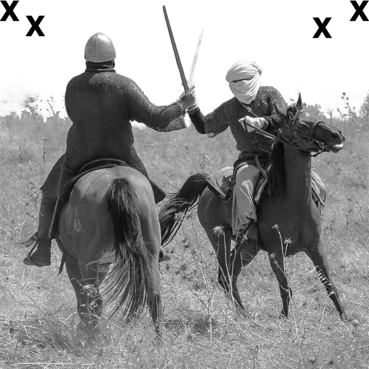 Battle on horseback on the battlefield - Calvary - Airbrush Stencil 