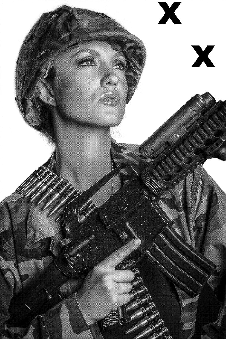 Beautiful female soldier with gun- Sexy Girl pin up High Detail Airbrush stencil HD stencils