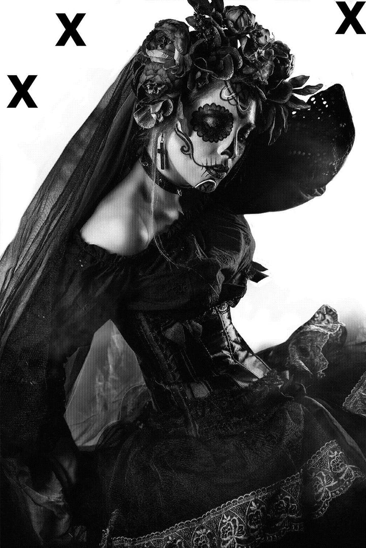 Calavera Catrina in black dress - Sugar skull - Dia de los muertos - Day of The Dead- High Detail Airbrush stencil HD stencils