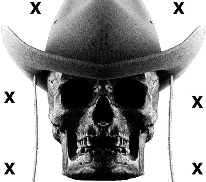 High Detail Airbrush stencil HD stencils  - Cowboy style skull in the dark airbrush stencil  pp