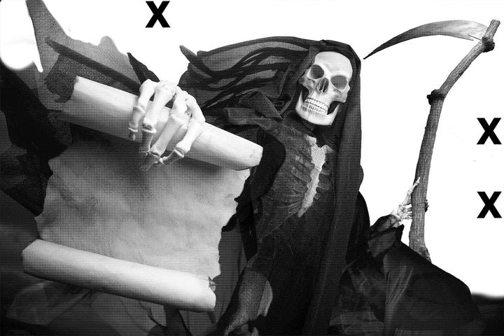 Grim reaper holdiing the scroll of death - Airbrush stencil 