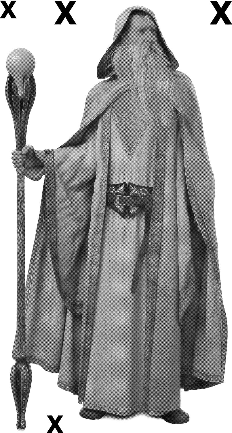 Legendary white wizard with staff and cloak - Airbrush Stencil