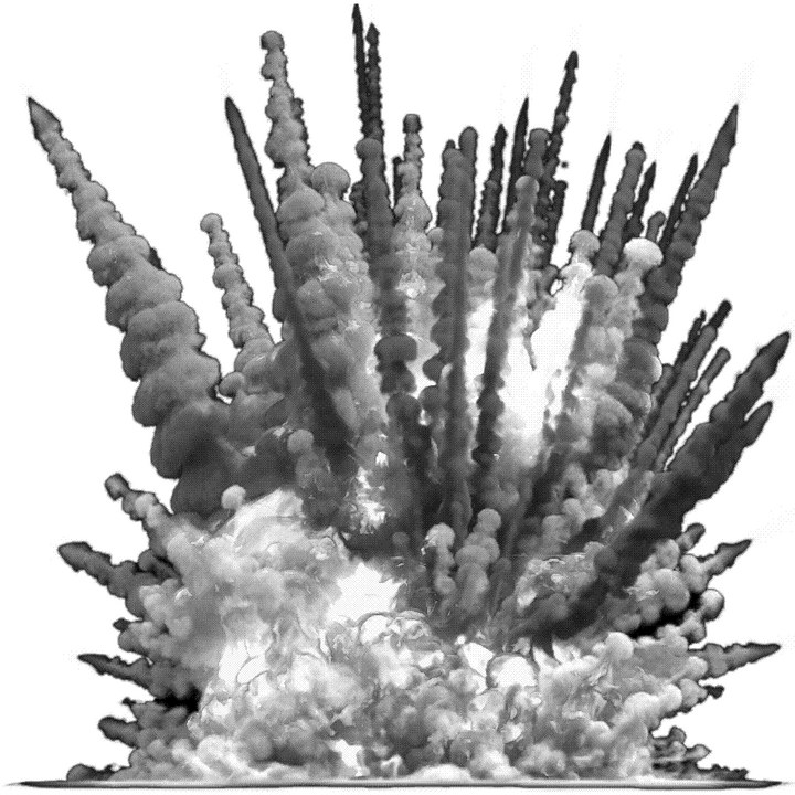 High Detail Airbrush stencil HD stencils Bomb blast - Freeze motion of an explosion
