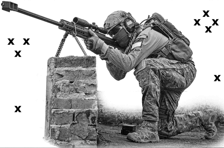 Sniper with .50 cal -Airbrush Stencil