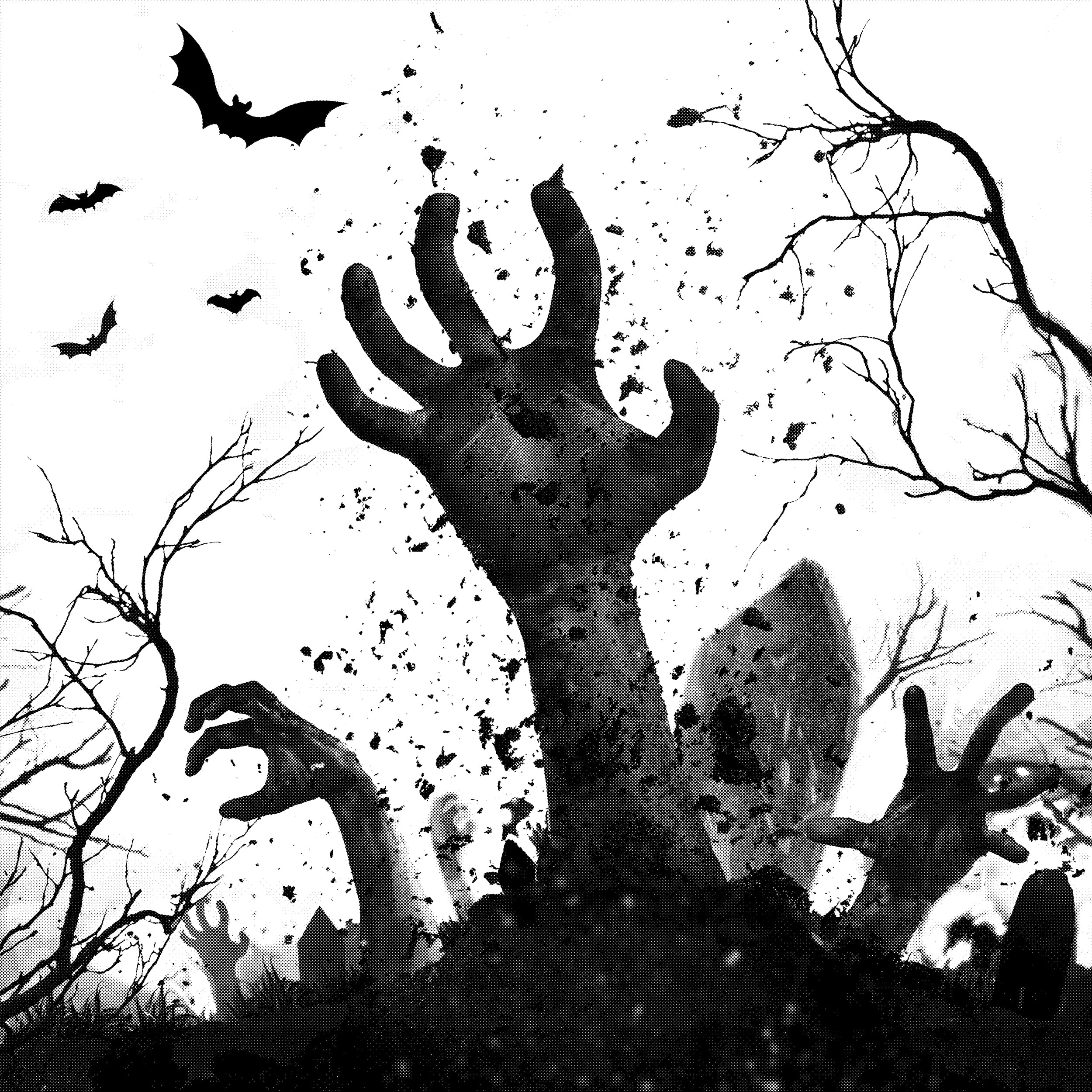 Zombie hands coming out of their graves - Airbrush Stencil