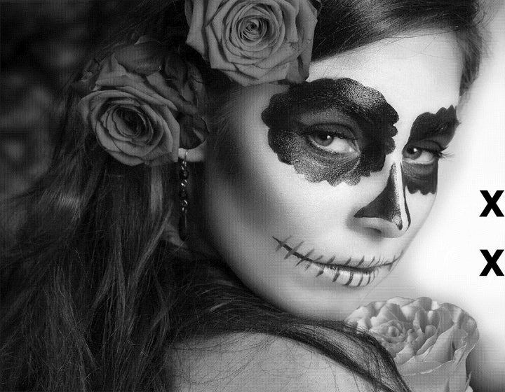 Day of The Dead Woman with Sugar Skull Face Paint - High Detail Airbrush stencil HD stencils