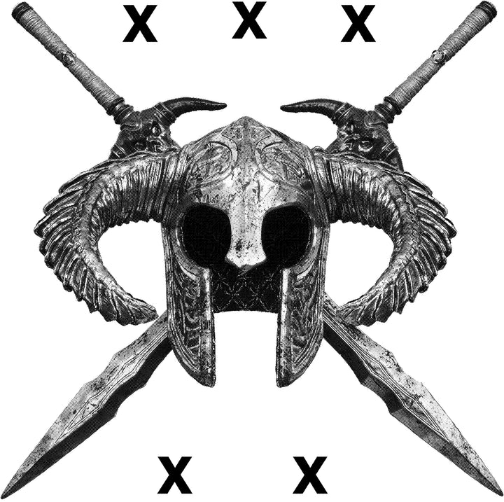 Helmet with cross swords- skull and swords - Airbrush Stencil