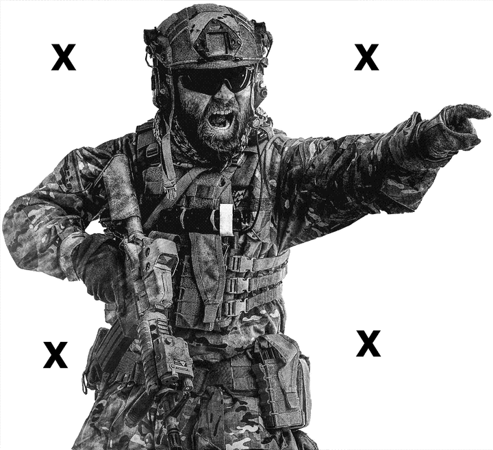 Captain ordering attack warfare fighter High Detail Airbrush stencil HD stencils