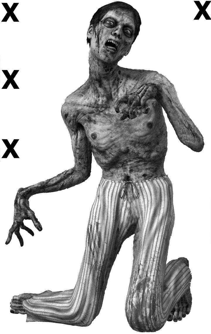 Gruesome zombie with broken legs and wrists - Airbrush Stencil
