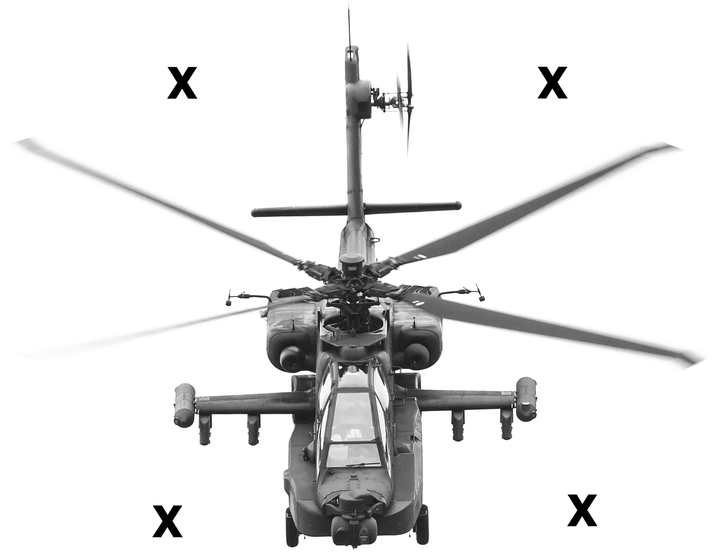 HD Airbrush Stencil High Detail Airbrush stencils AH-64 Apache helicopter front view