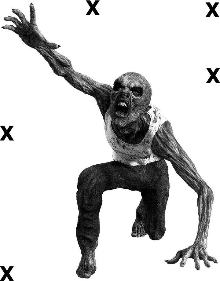 Aggressive, crawling zombie reaching out - HD Airbrush Stencil High Detail Airbrush stencils